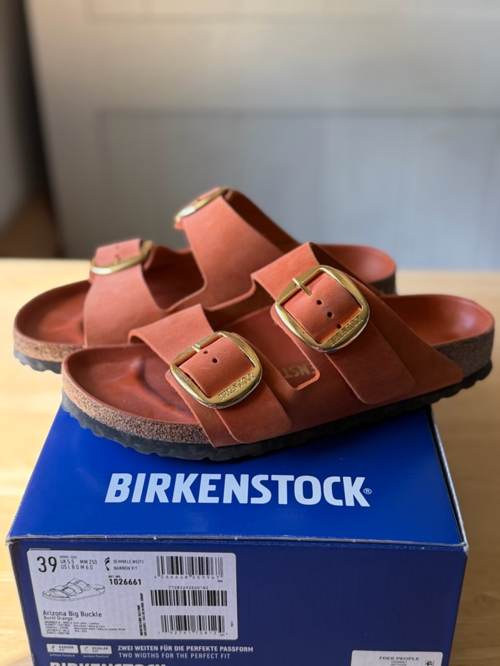 Birkenstock Arizona Sandals in Rust with Big Gold Buckles - Picture 6 of 9